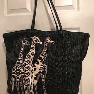 Vera Bradley large straw Giraffe tote